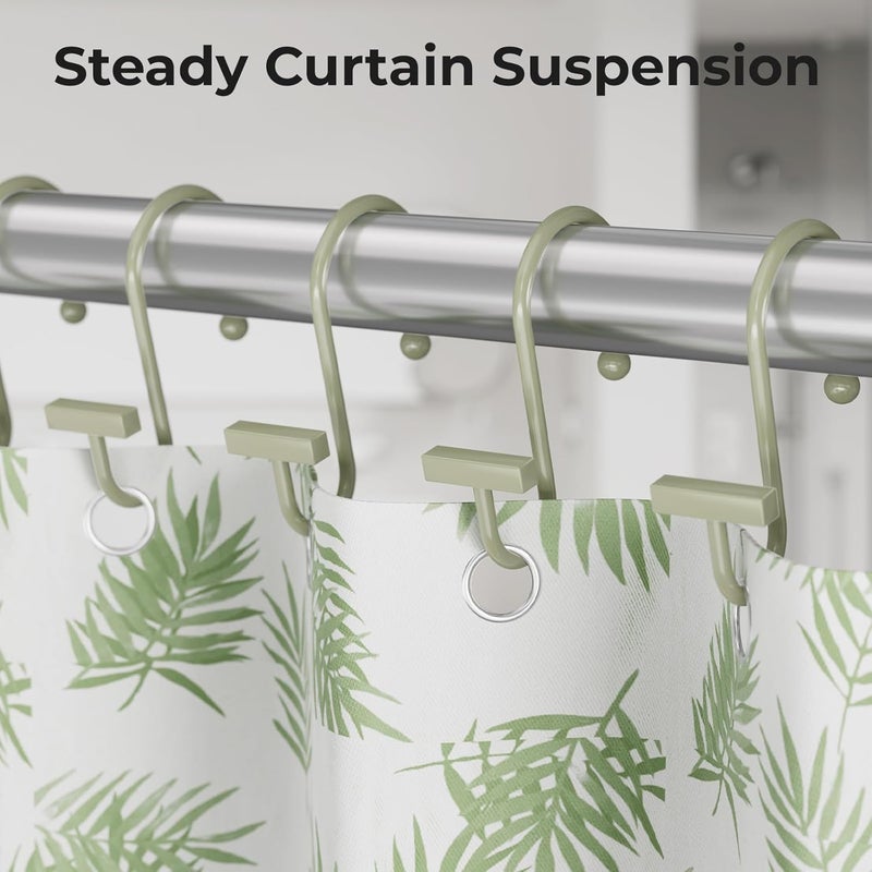 Bathway Sage Green Shower Curtain Hooks, Shower Curtain Rings Rust Proof, 12PCS Shower Hooks for Shower Curtain, T-Bar Design Convenient Elegant Shower Curtain Hangers for Bathroom Kitchen Wardrobe - Image 5